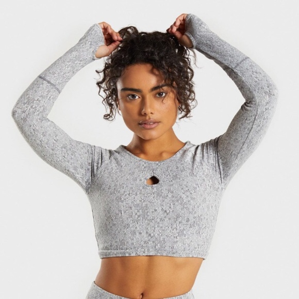 NWT Gymshark Fleur Gray Crop Top